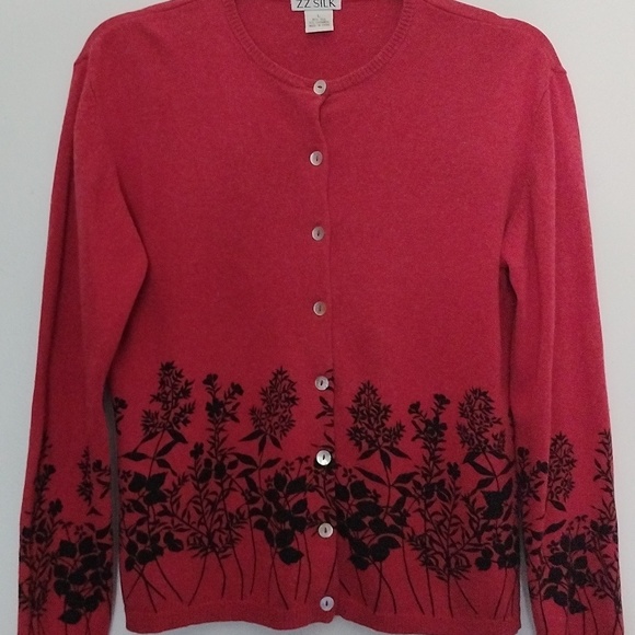 ZZ Silk button down sweater top size L - Picture 5 of 15